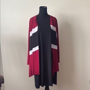 Tiana B. Red and Black Long Sleeve Dress with attached jacket